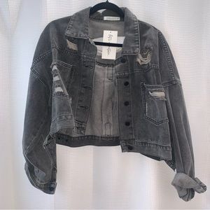 12th tribe rhinestone fringe jean jacket
